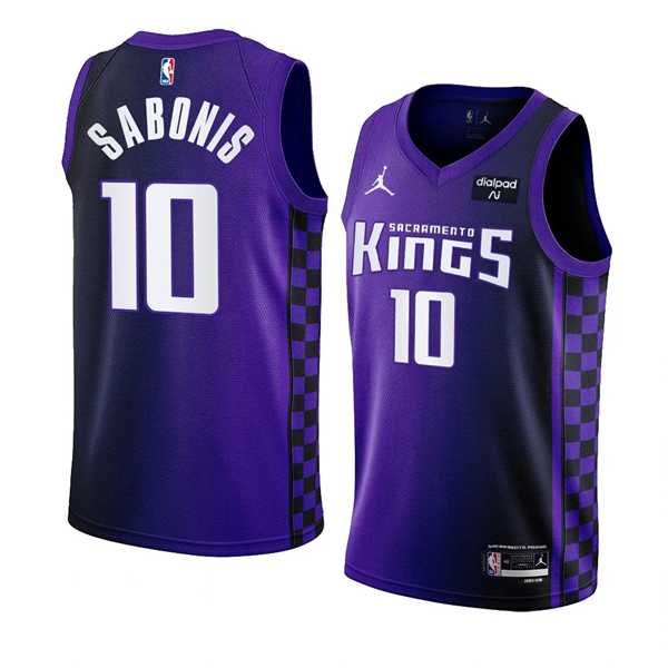 Men's Sacramento Kings #10 Domantas Sabonis Purple 2023/24 Statement Edition Swingman Stitched Basketball Jersey